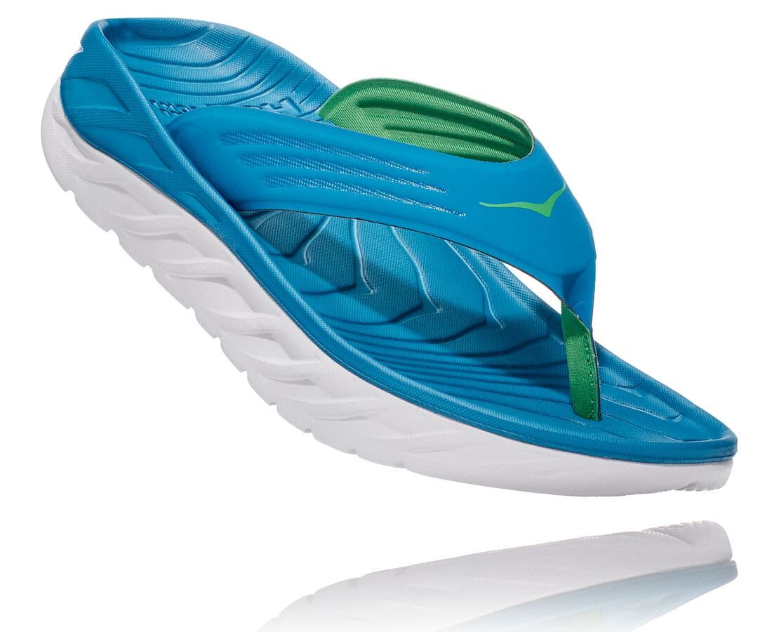 Hoka One One Ora Recovery Flip Philippines - Mens Recovery Sandals - Blue / Green | LP5274601